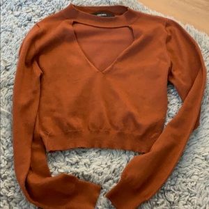 Forever 21 long sleeve crop top v neck